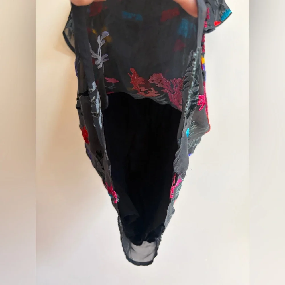 Anthropologie Maeve Alisa Burnout Velvet Tee Dress, Short Black Multicolor Dress